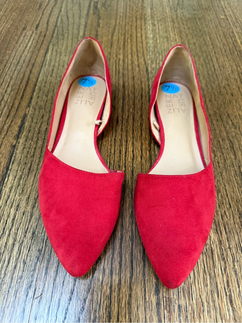 Naturalizer Red Suede Pointed D'Orsay Flats